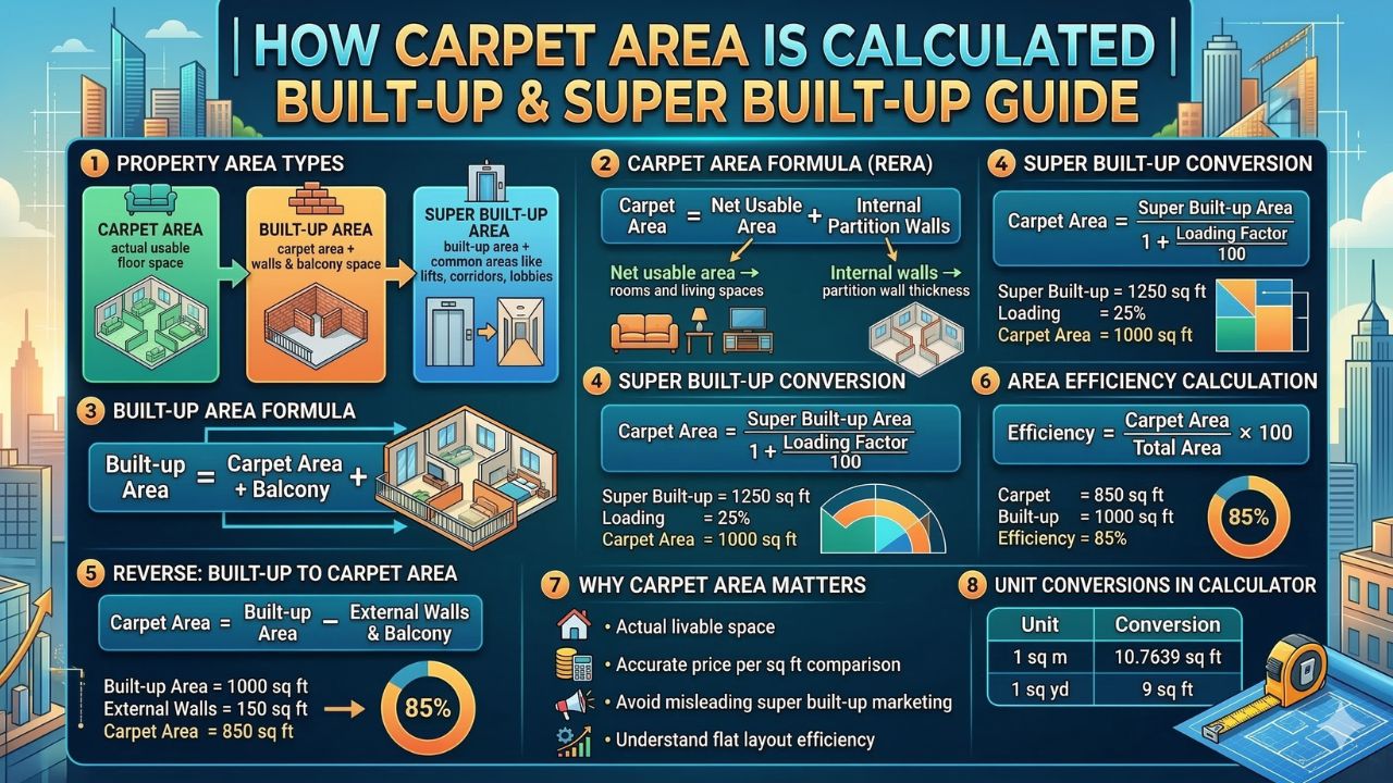 Carpet Area Calculator: Convert Built-up to Carpet Area