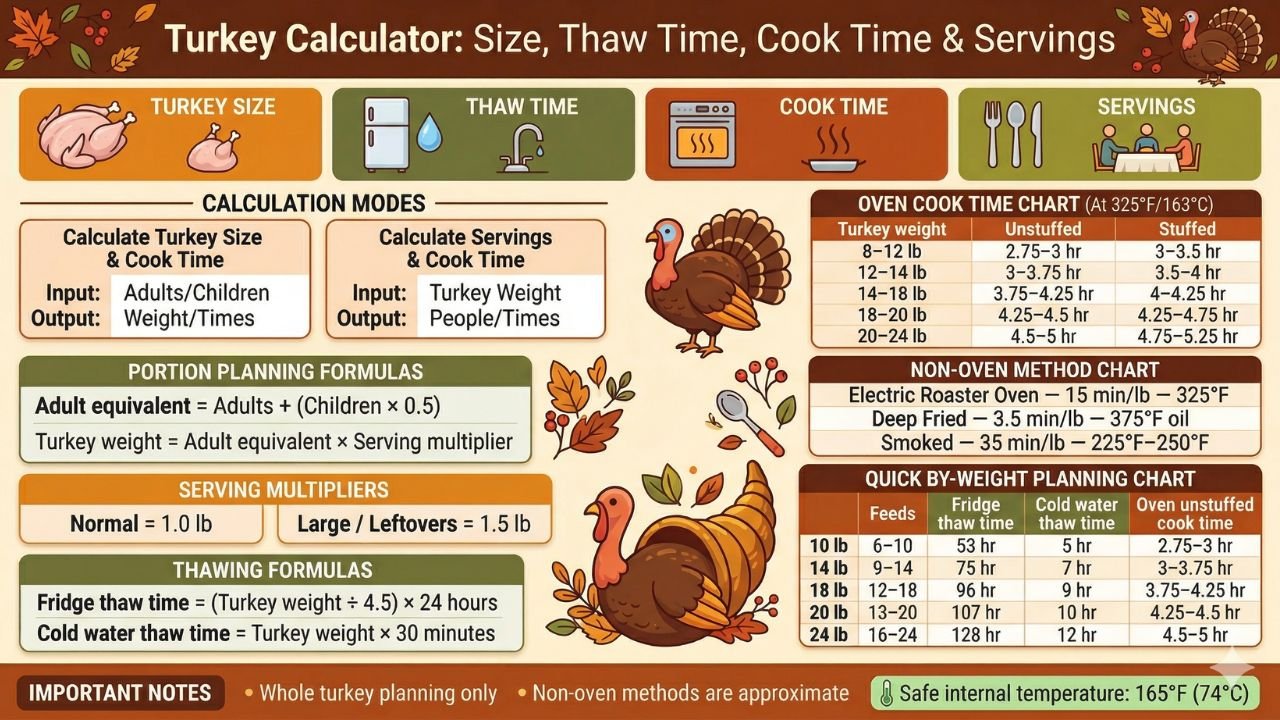 Turkey Calculator: How Much Turkey, Thaw & Cook Time