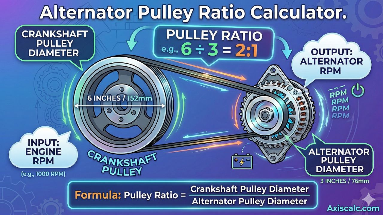 Alternator Rpm Chart Alternator Pulley Ratio Calculator with Alternator RPM