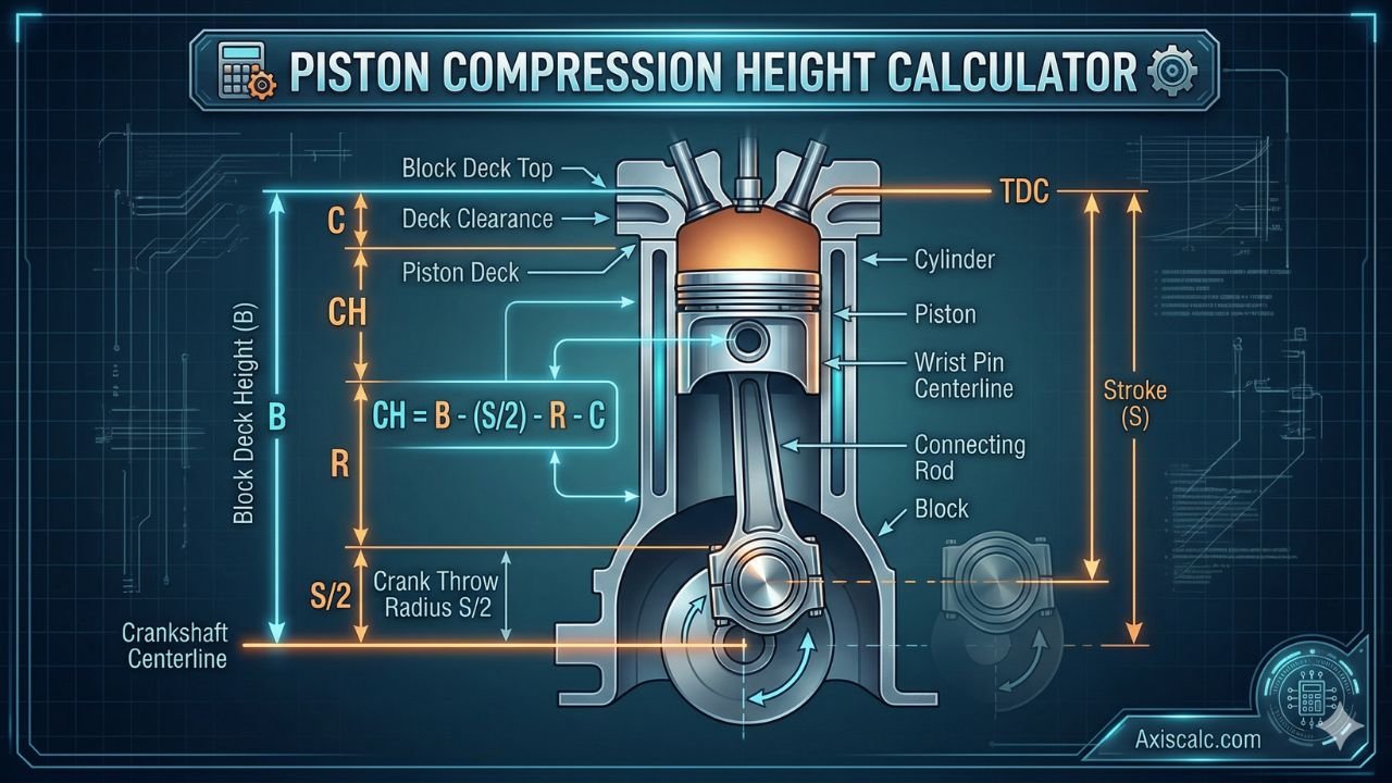 Piston Compression Height Calculator with Deck Clearance