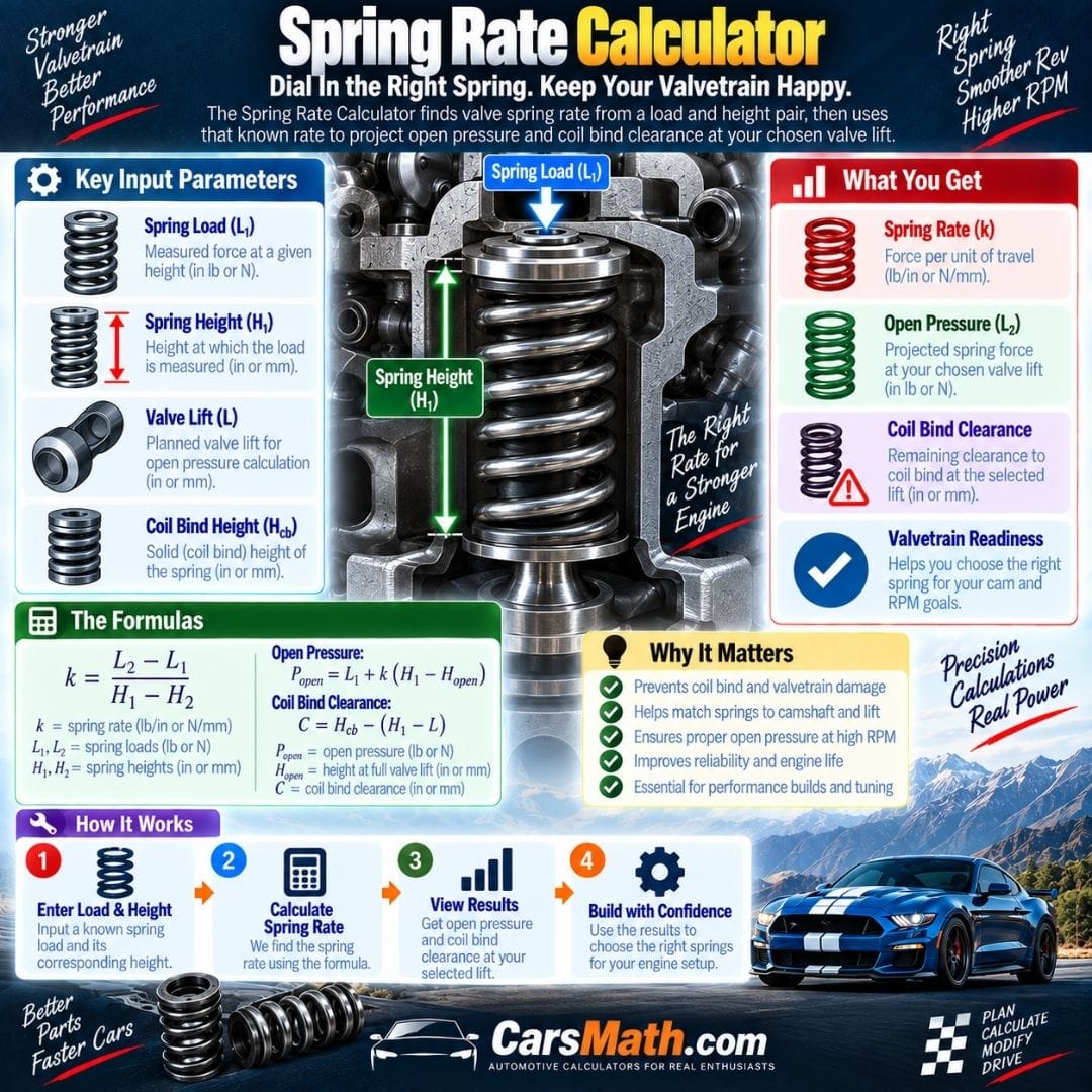 Spring Pressure Indicator Spring Rate Calculator: Valve Spring Rate & Pressure